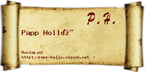 Papp Holló névjegykártya